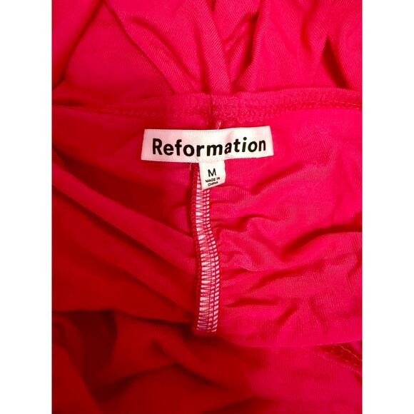 Reformation Dixon Halter Mini Dress Hot Pink Ruched Keyhole‎ Size M Sustainable - Picture 6 of 7